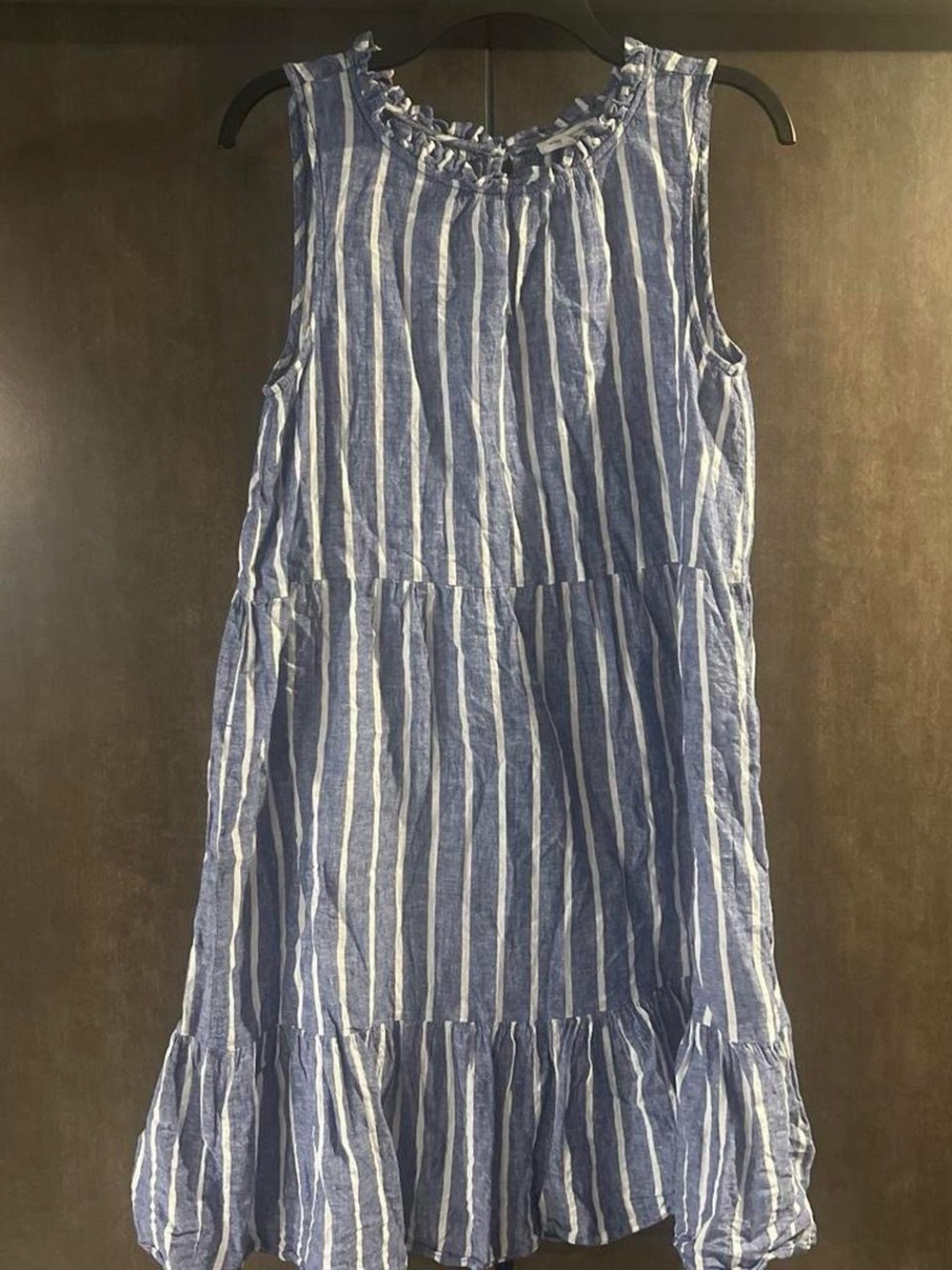 beachlunchlounge Blue & White Striped Sleeveless Midi Dress